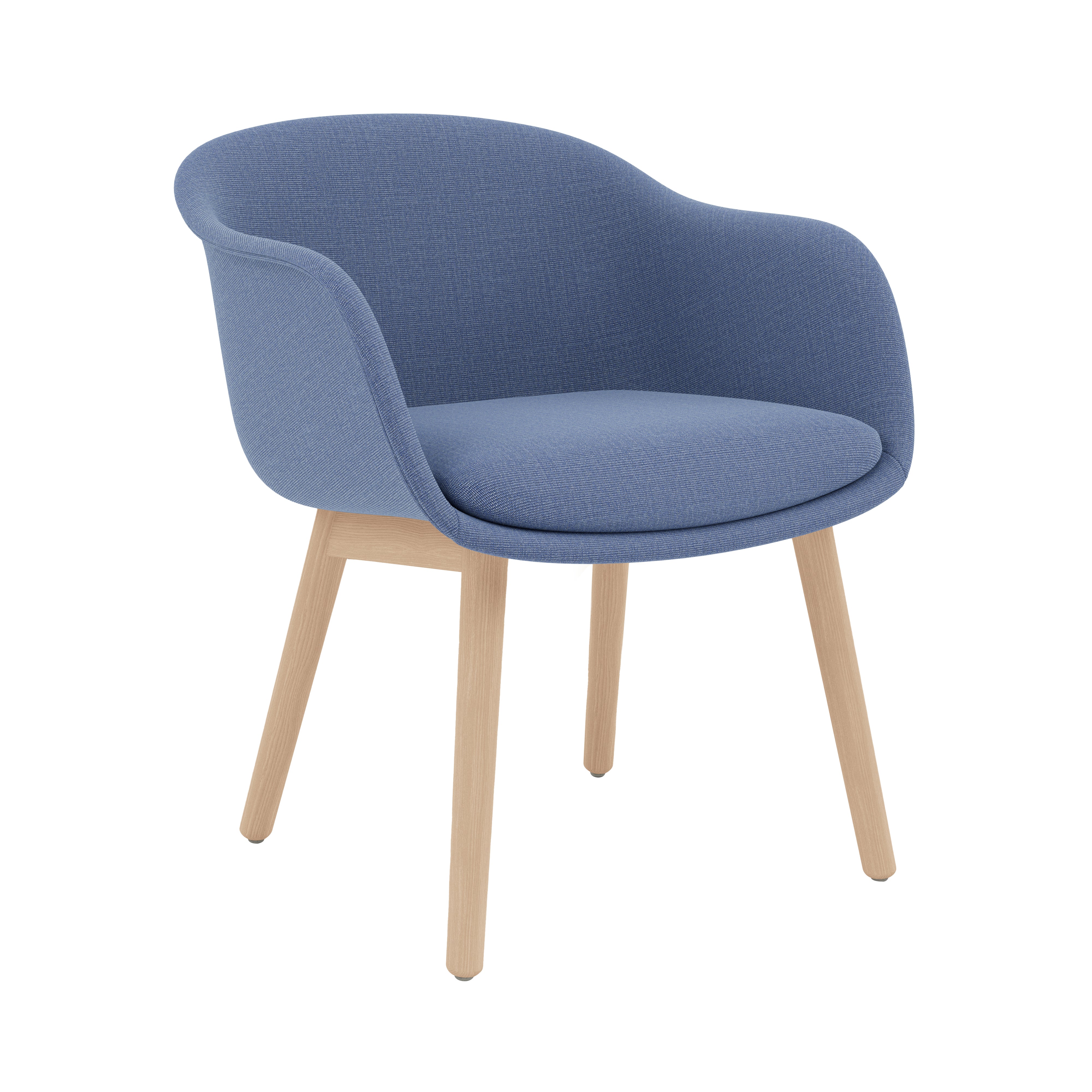 Fiber Conference Armchair: Wood Base Upholstered + Oak