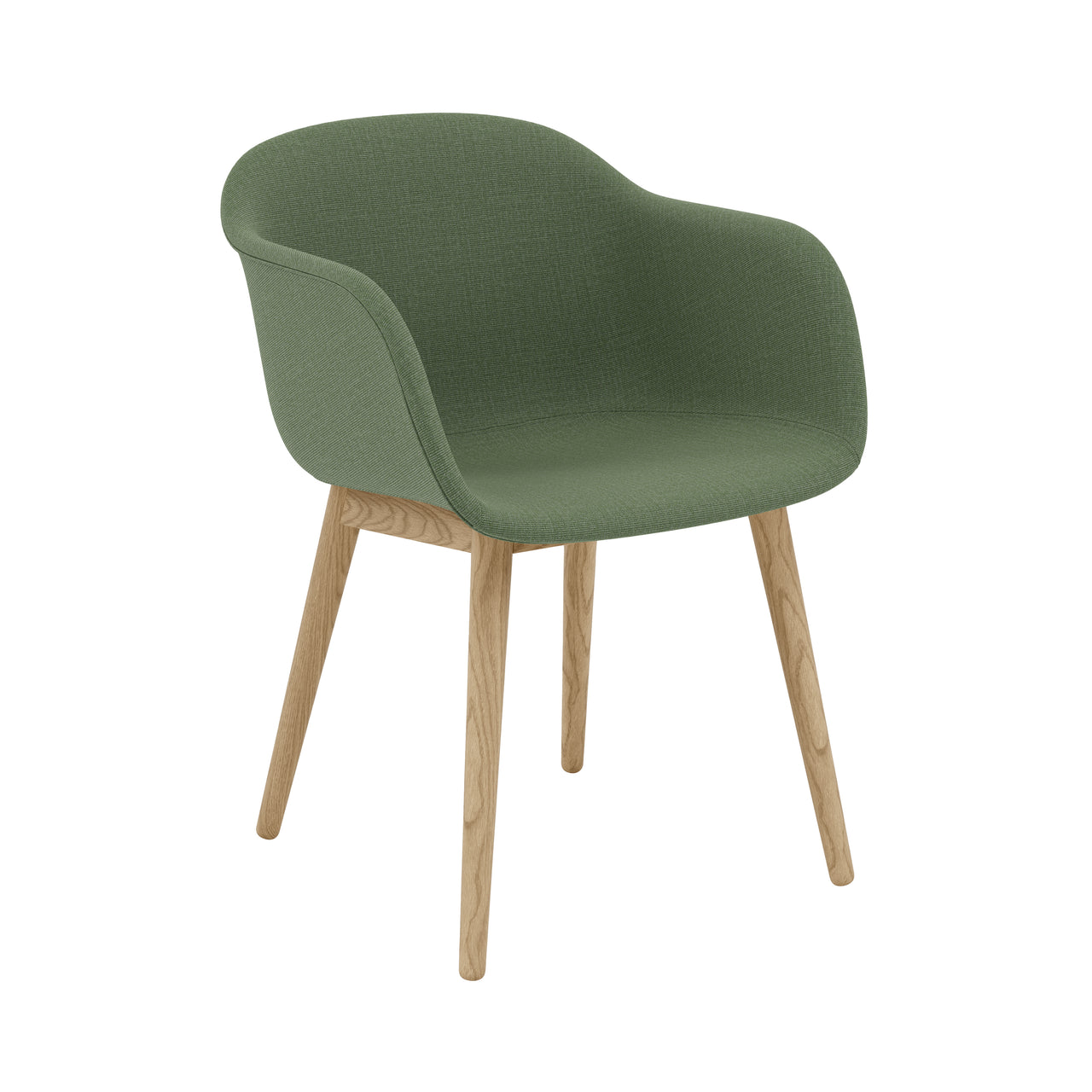 Fiber Armchair: Wood Base + Recycled Shell + Upholstered + Oak