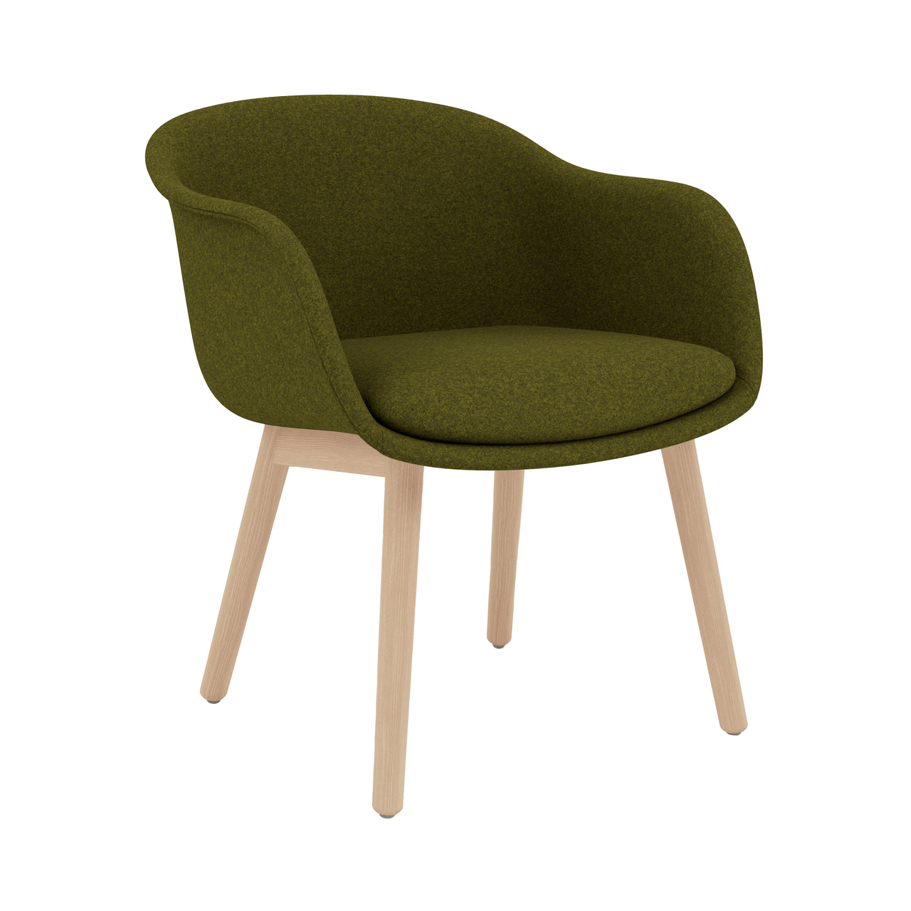 Fiber Conference Armchair: Wood Base Upholstered + Oak