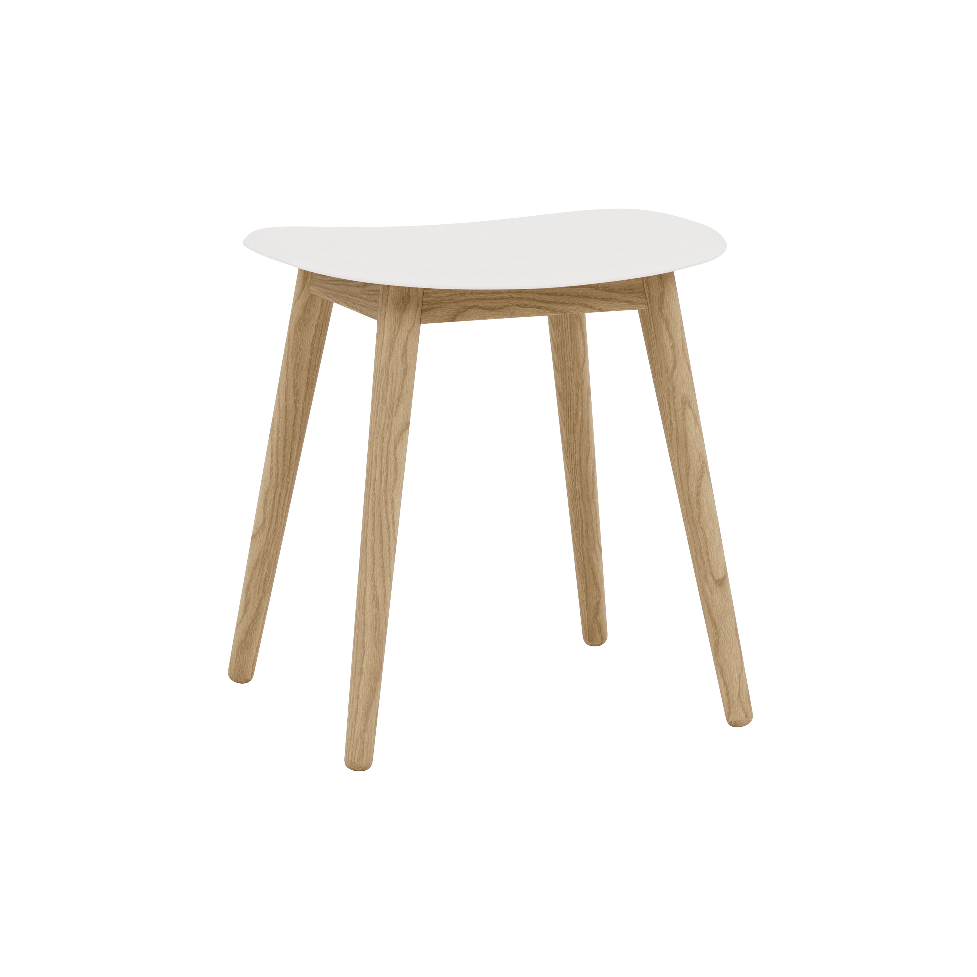 Fiber Stool: Wood Base + Oak + Natural White