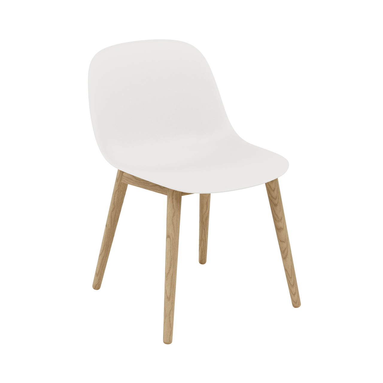 Fiber Side Chair: Wood Base + Recycled Shell + Oak + Natural White