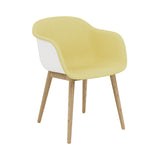 Fiber Armchair: Wood Base Front Upholstered + Recycled Shell + Oak + Natural White