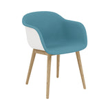 Fiber Armchair: Wood Base Front Upholstered + Recycled Shell + Oak + Natural White