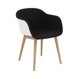 Fiber Armchair: Wood Base Front Upholstered + Recycled Shell + Oak + Natural White