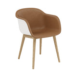 Fiber Armchair: Wood Base Front Upholstered + Recycled Shell + Oak + Natural White