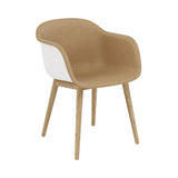 Fiber Armchair: Wood Base Front Upholstered + Recycled Shell + Oak + Natural White