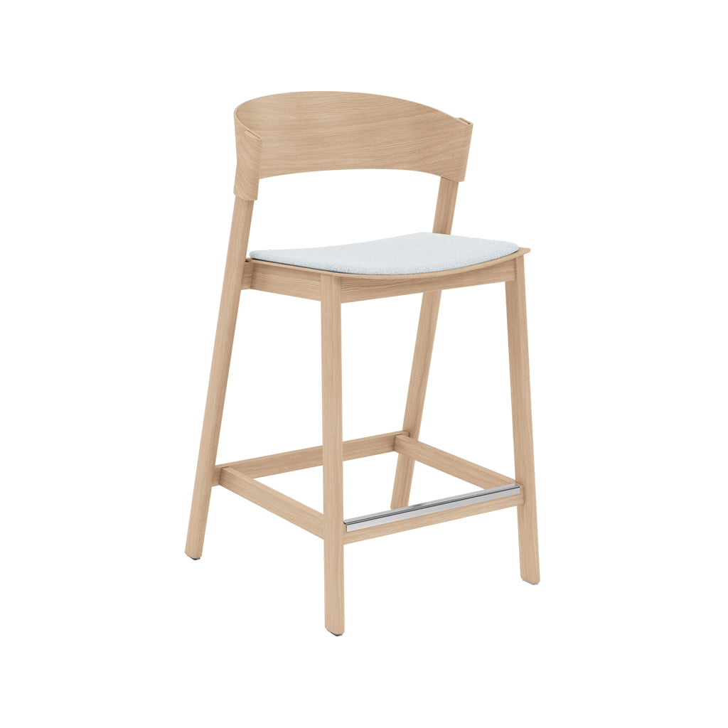 Cover Counter Stool: Upholstered + Oak + With Foot Protect