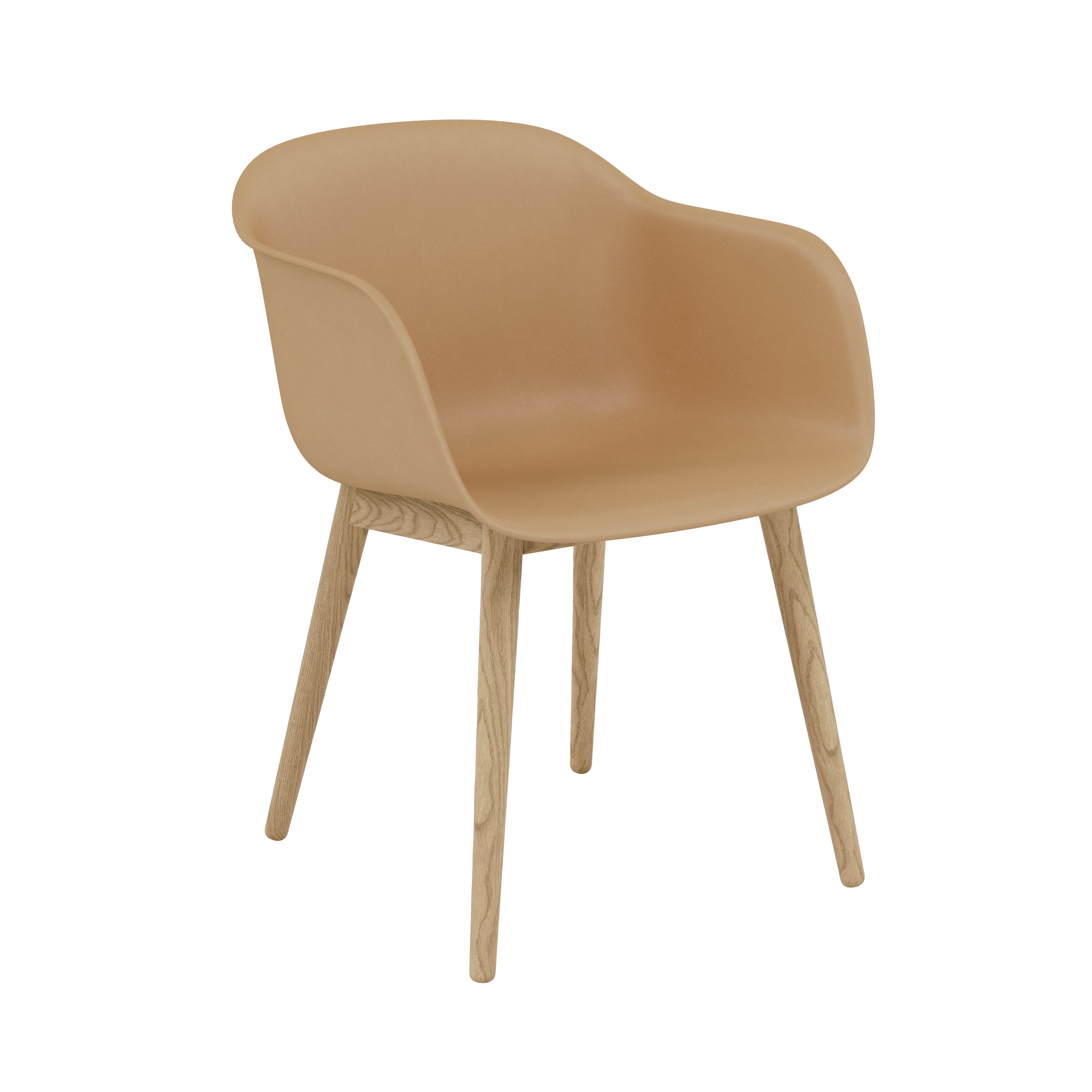 Fiber Armchair: Wood Base + Recycled Shell + Ochre + Oak