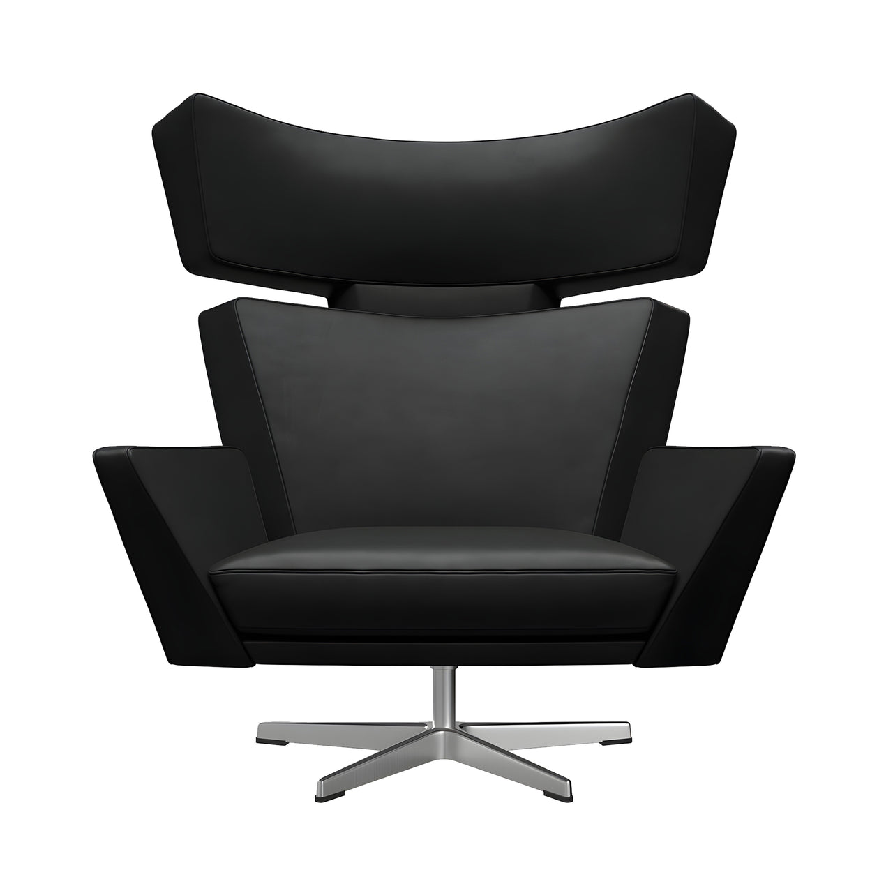 Oksen Swivel Lounge Chair: Brushed Aluminum