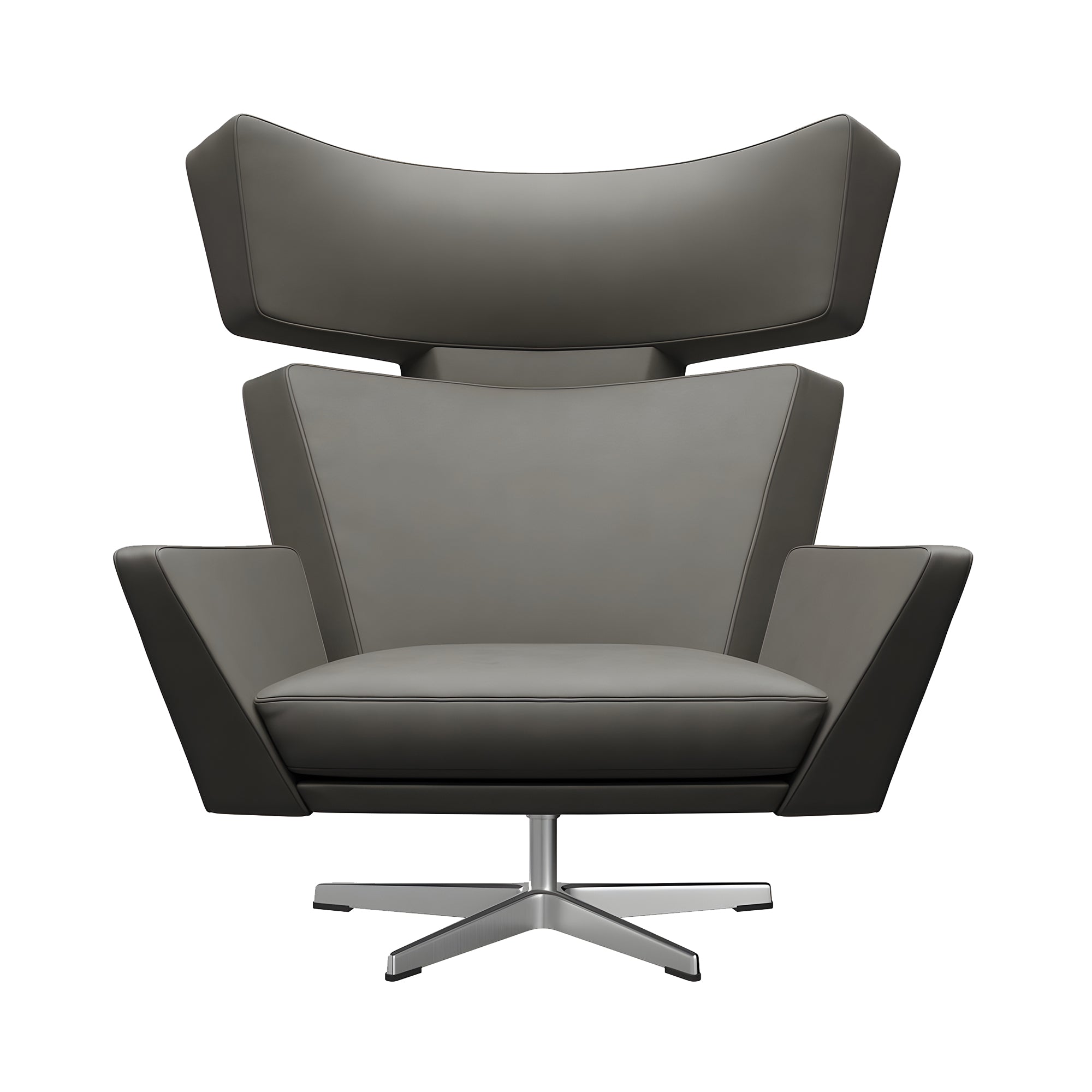 Oksen Swivel Lounge Chair: Brushed Aluminum