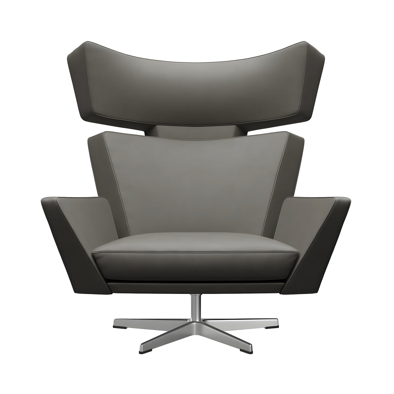Oksen Swivel Lounge Chair: Brushed Aluminum