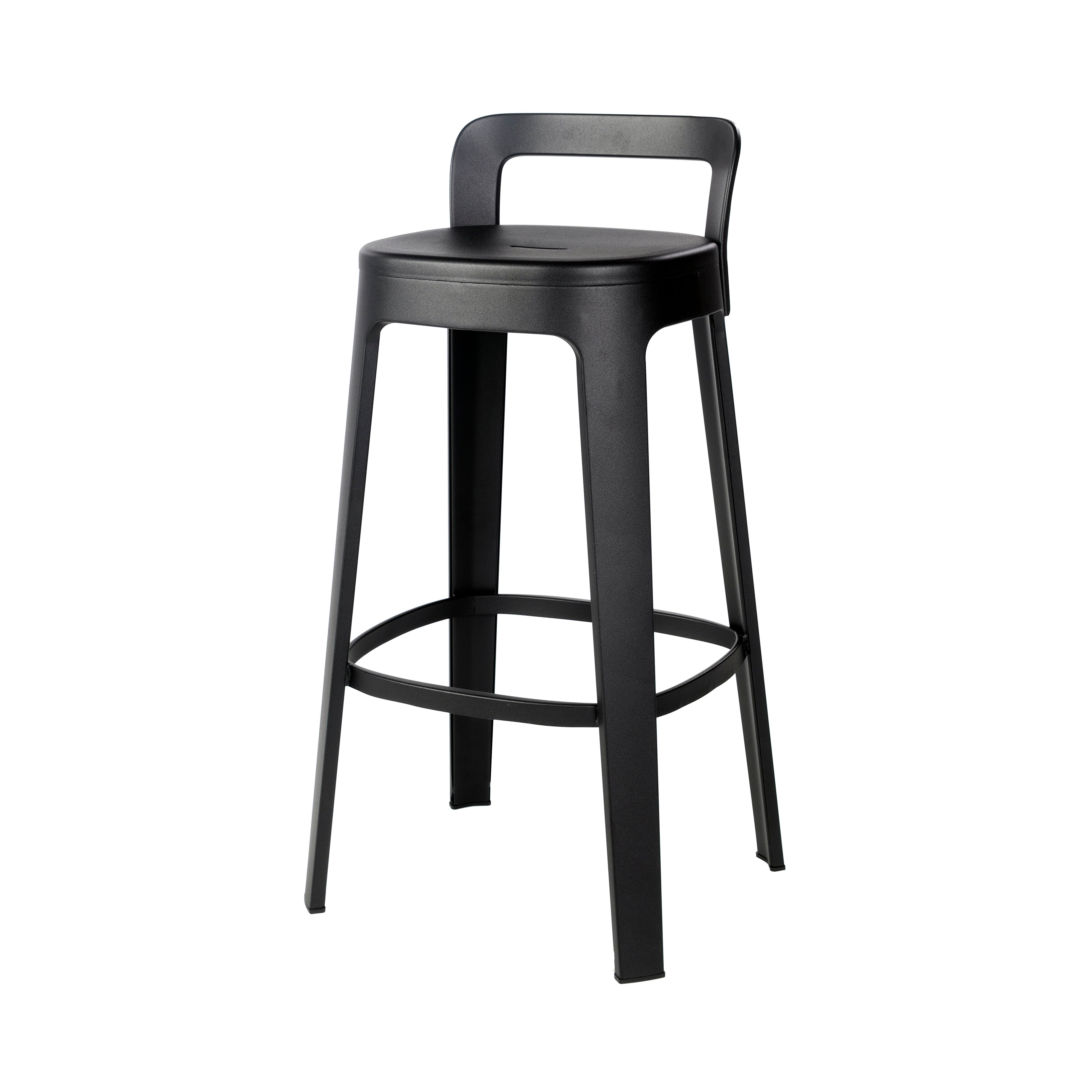 Ombra Bar + Counter Stool with Backrest: Bar + Jet Black