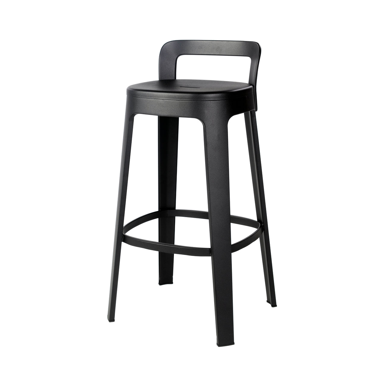 Ombra Bar + Counter Stool with Backrest: Bar + Jet Black
