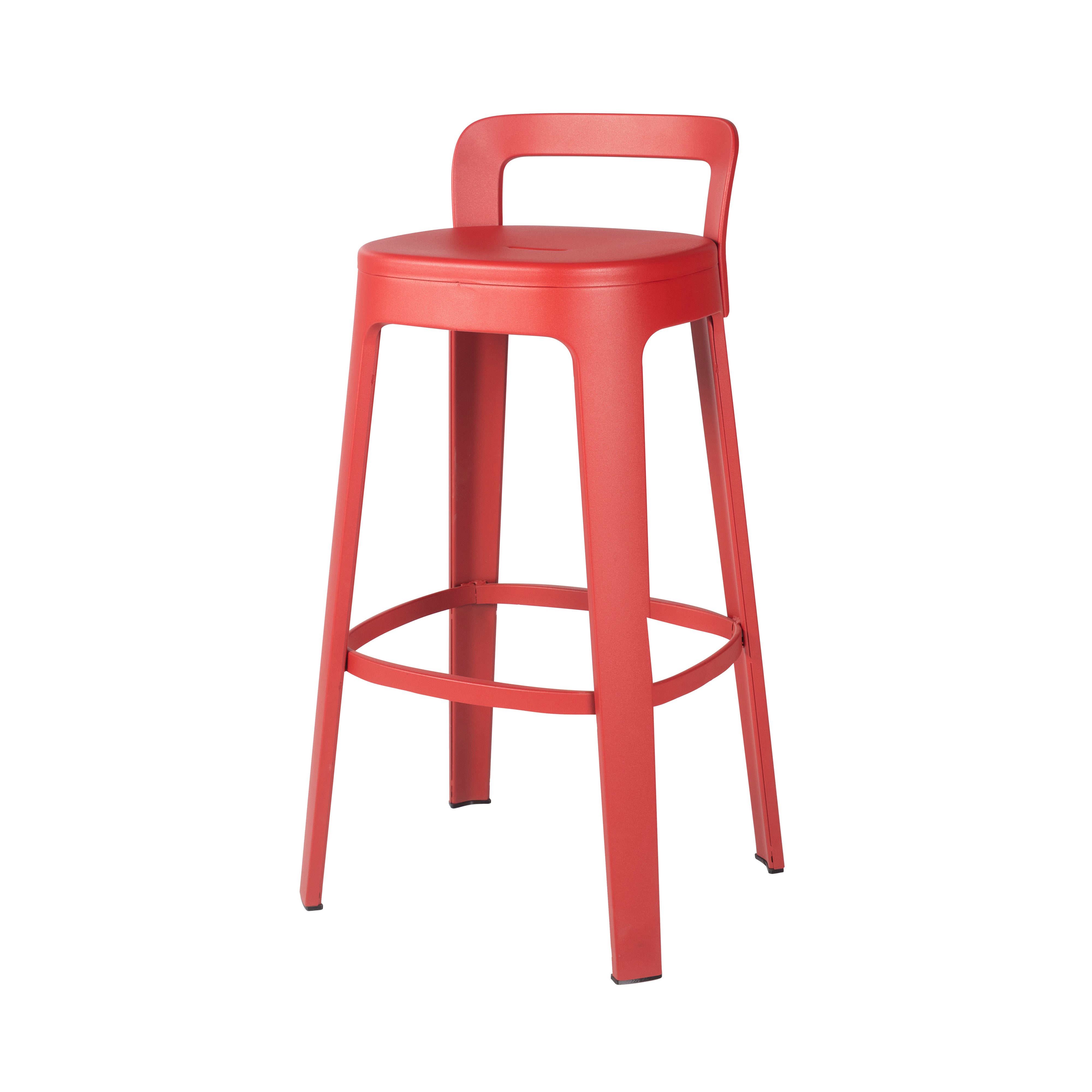 Ombra Bar + Counter Stool with Backrest: Bar + Traffic Red