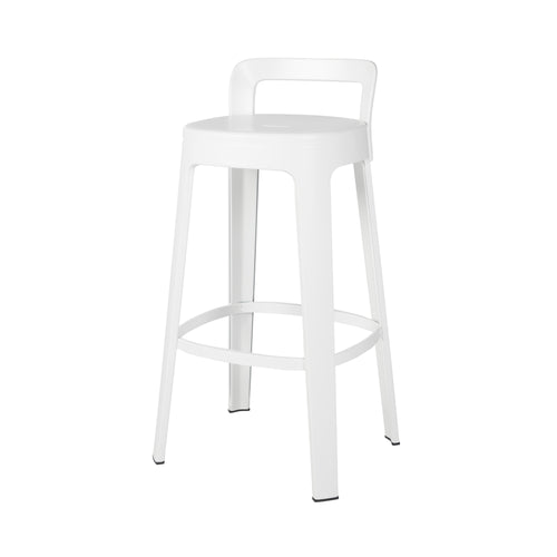 Ombra Bar + Counter Stool with Backrest: Bar + Traffic White