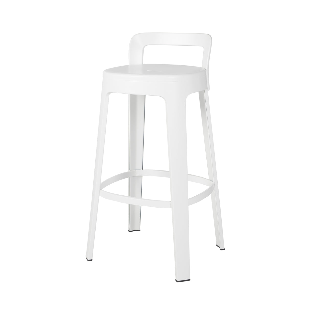 Ombra Bar + Counter Stool with Backrest: Bar + Traffic White