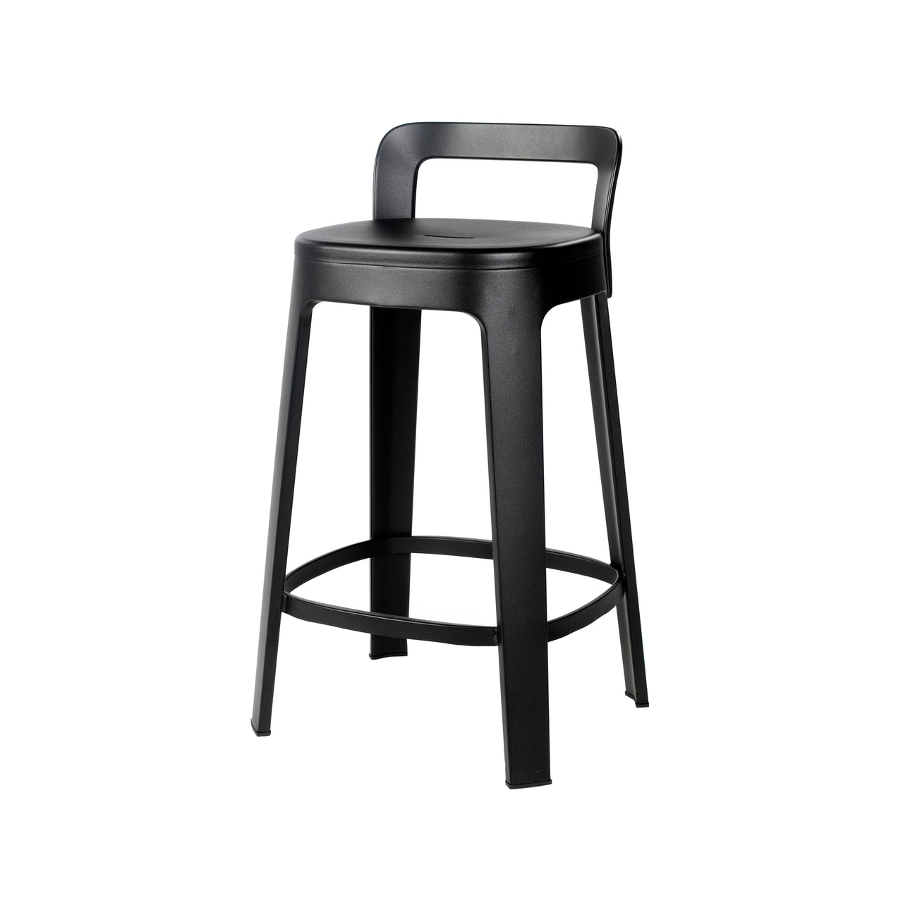 Ombra Bar + Counter Stool with Backrest: Counter + Jet Black