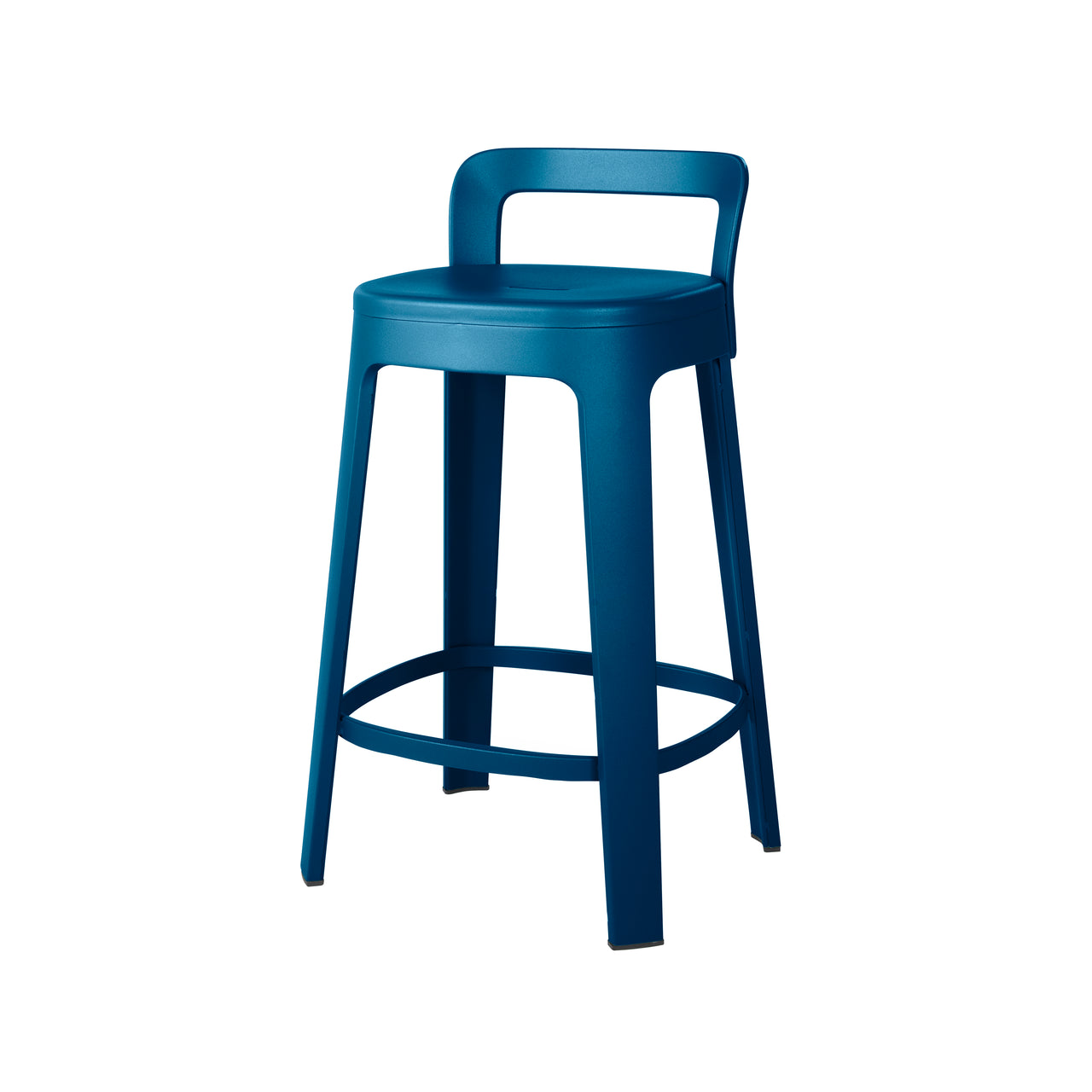 Ombra Bar + Counter Stool with Backrest: Bar + Blue