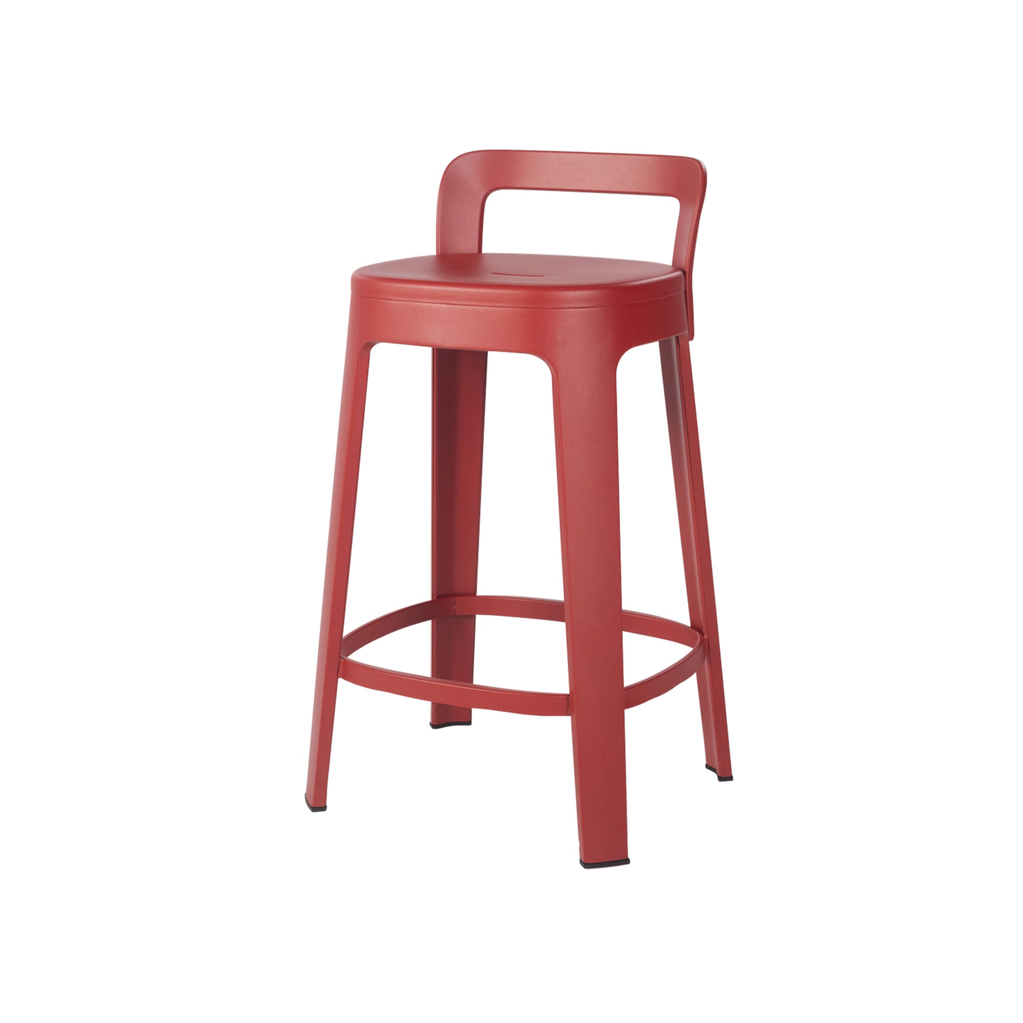 Ombra Bar + Counter Stool with Backrest: Counter + Red