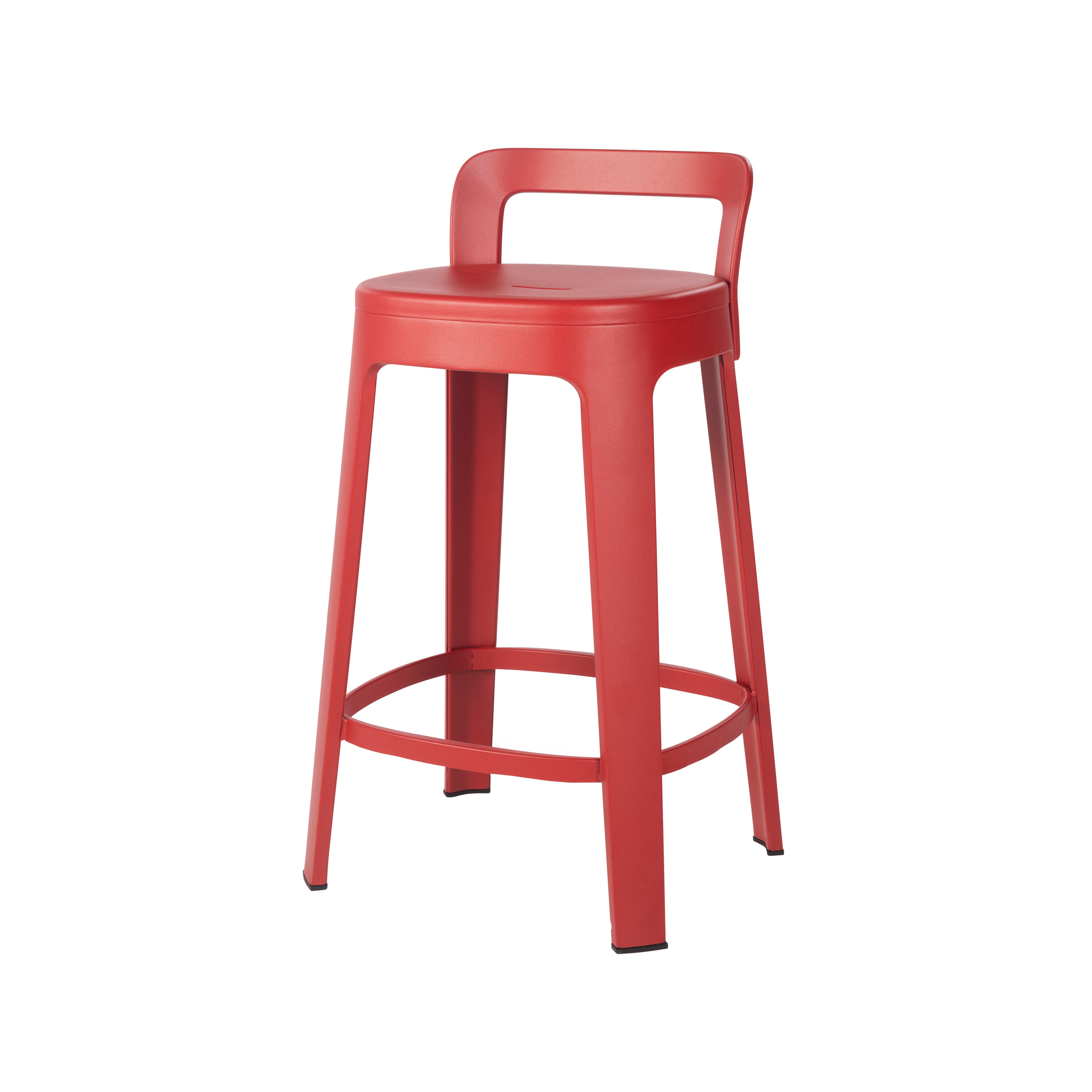 Ombra Bar + Counter Stool with Backrest: Counter + Traffic Red
