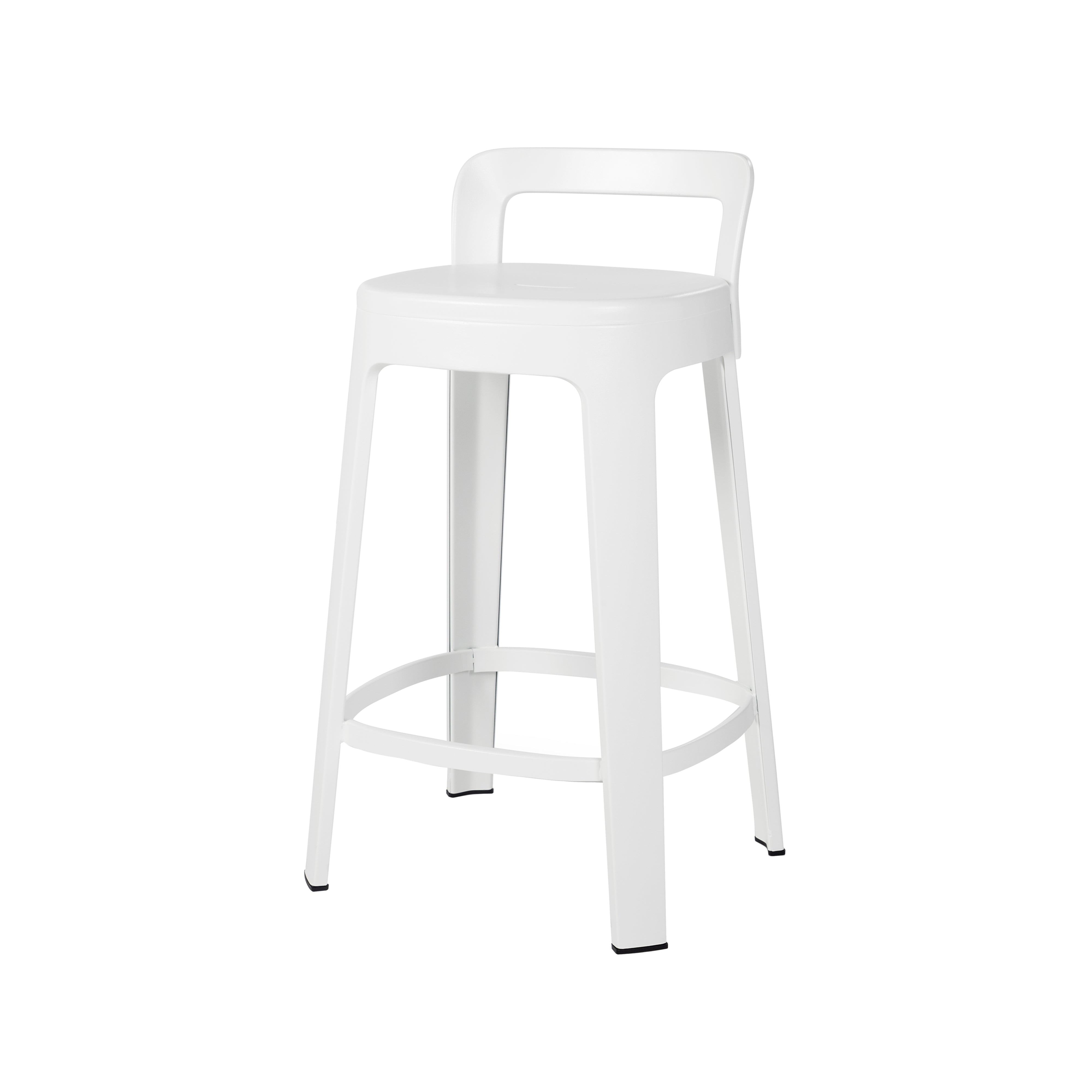 Ombra Bar + Counter Stool with Backrest: Counter + Traffic White