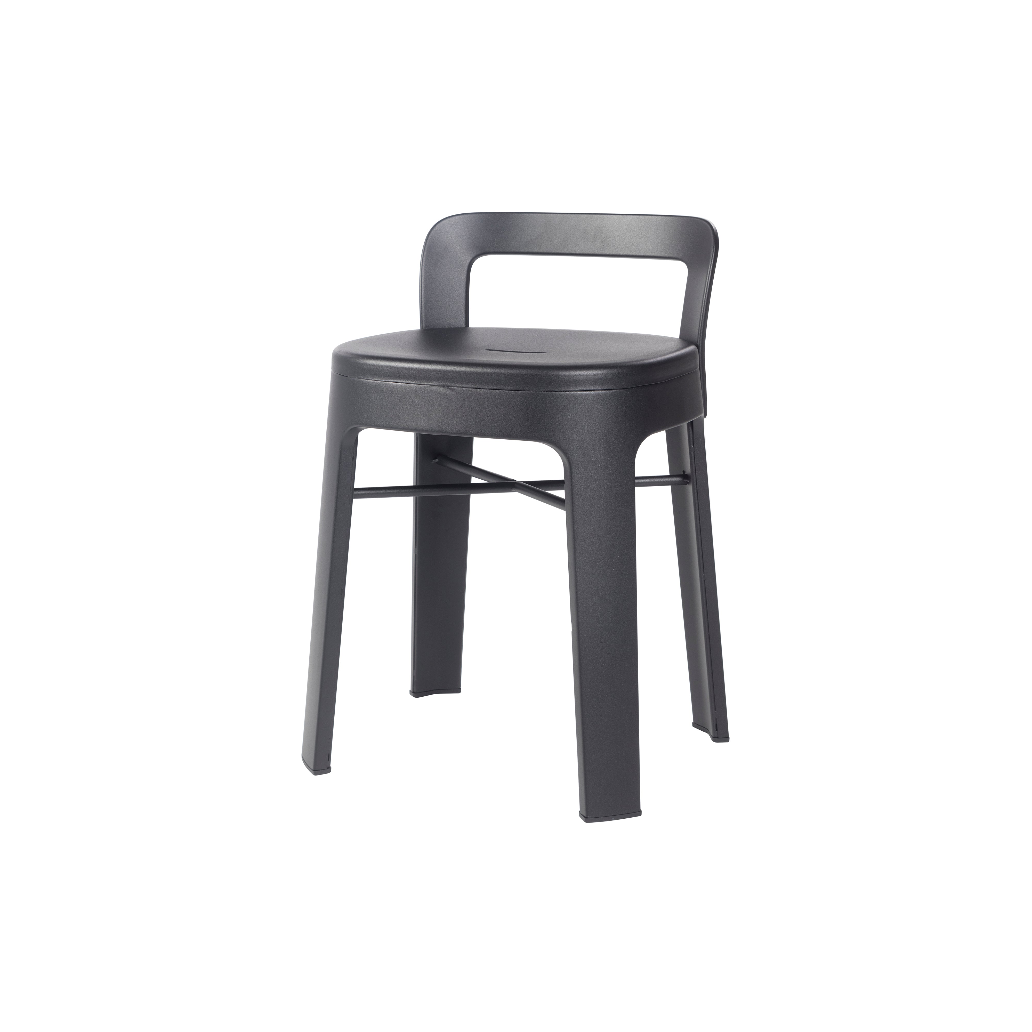 Ombra Stool with Backrest: Black