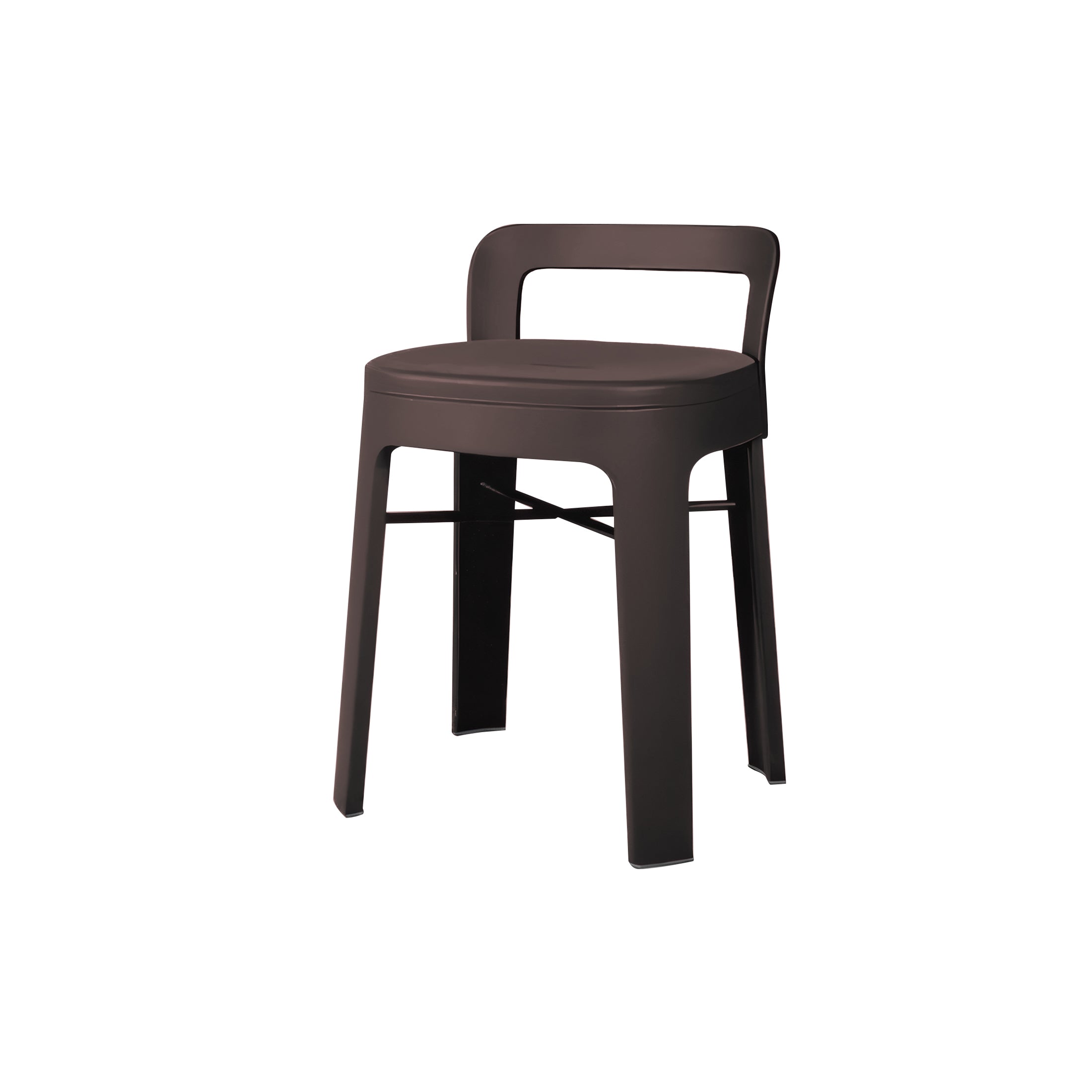 Ombra Stool with Backrest: Grey Brown