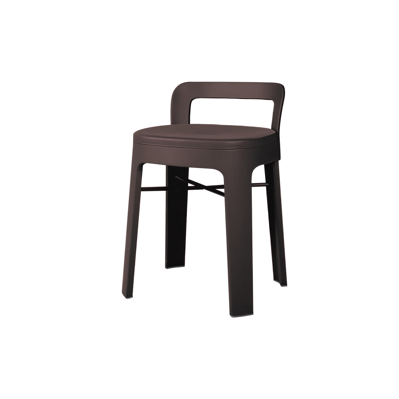 Ombra Stool with Backrest: Grey Brown