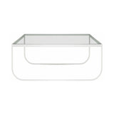 Tati Coffee Table: High + Glass Top + Transparent Glass + White