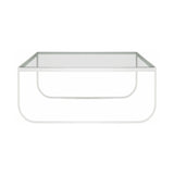 Tati Large Coffee Table: High + Glass Top + Transparent Glass + White
