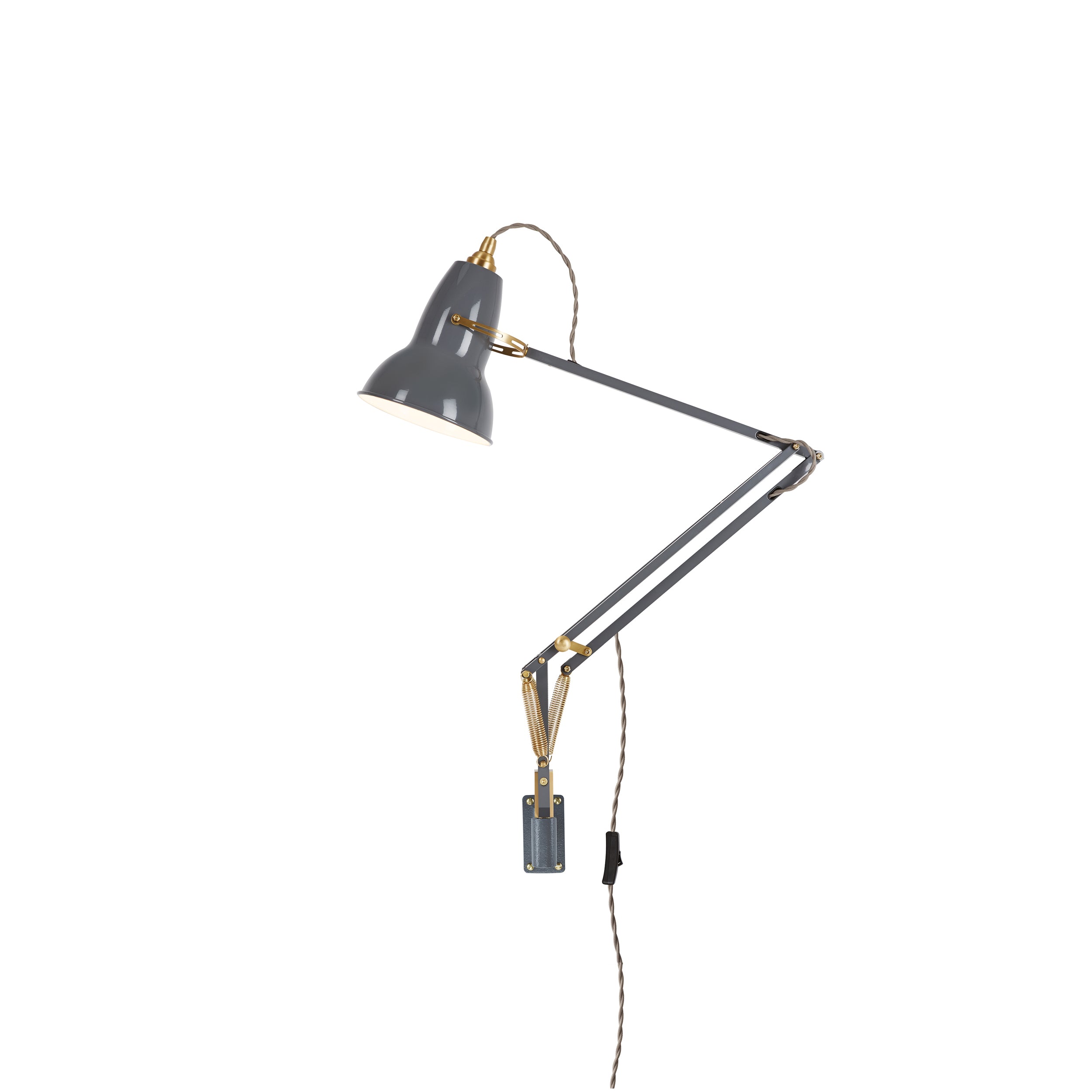 Original 1227 Brass Wall Mounted Lamp: Elephant Grey