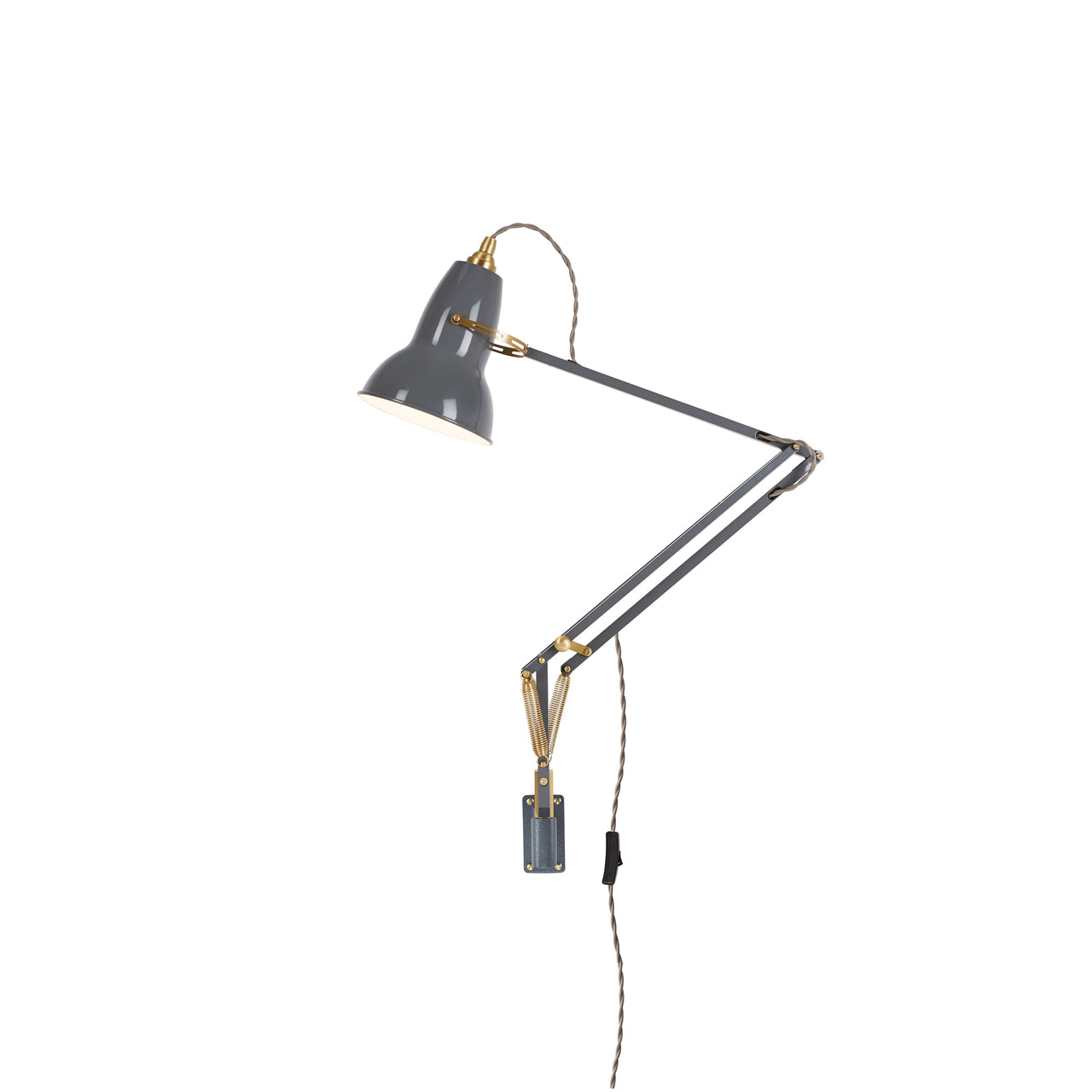 Original 1227 Brass Wall Mounted Lamp: Elephant Grey