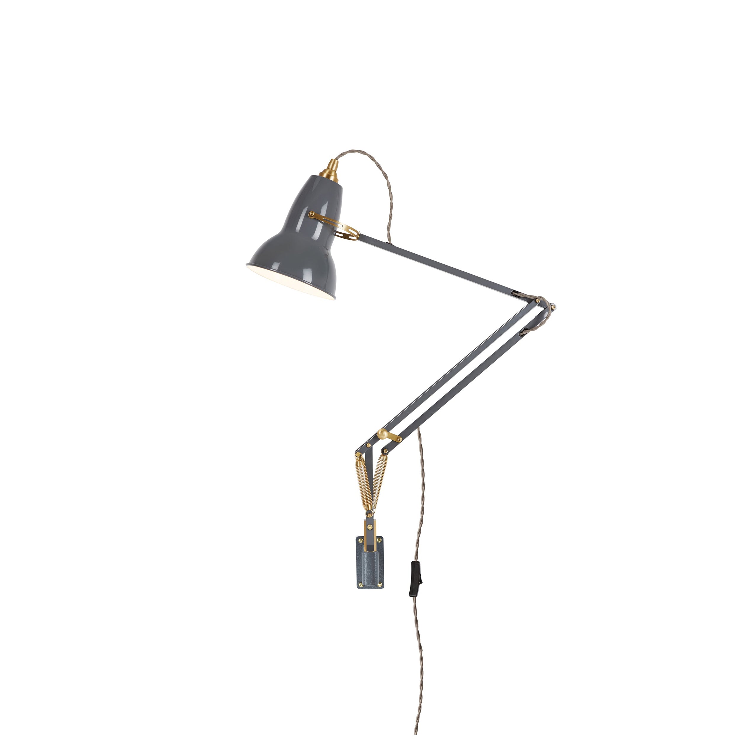 Original 1227 Brass Wall Mounted Lamp: Elephant Grey