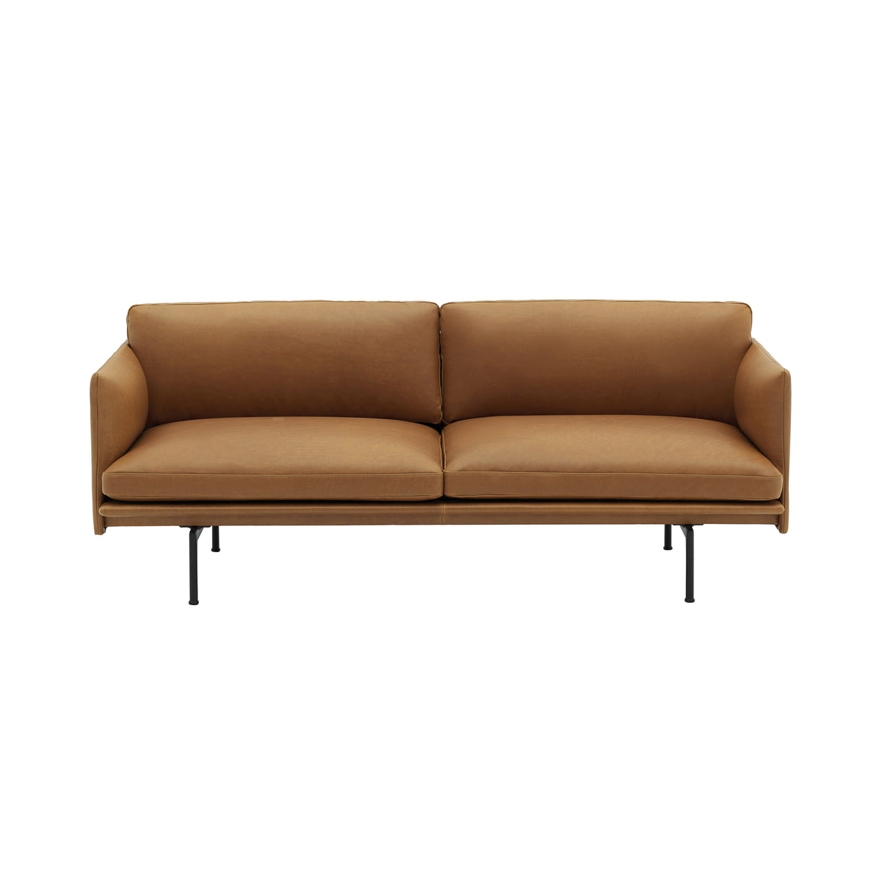 Outline 2-Seater Sofa: Black + Refine Leather Cognac