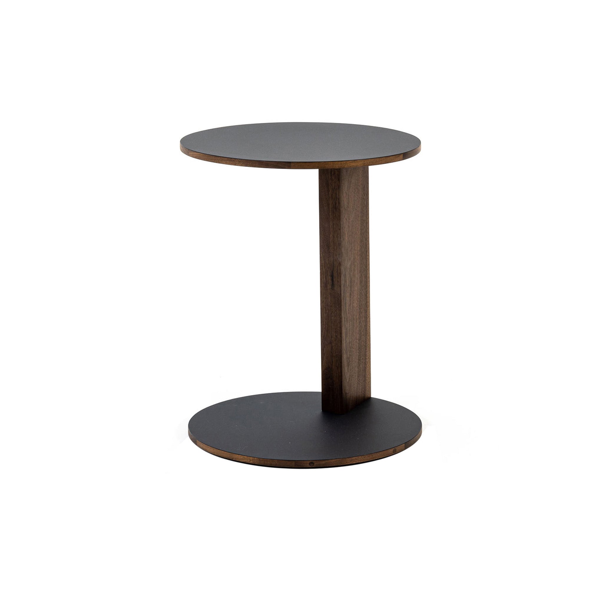 Overhang Side Table: Round + Walnut + Black