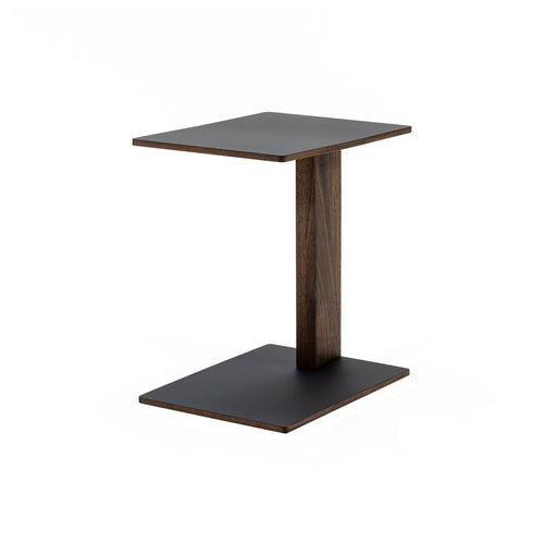 Overhang Side Table: Rectangular + Walnut + Black