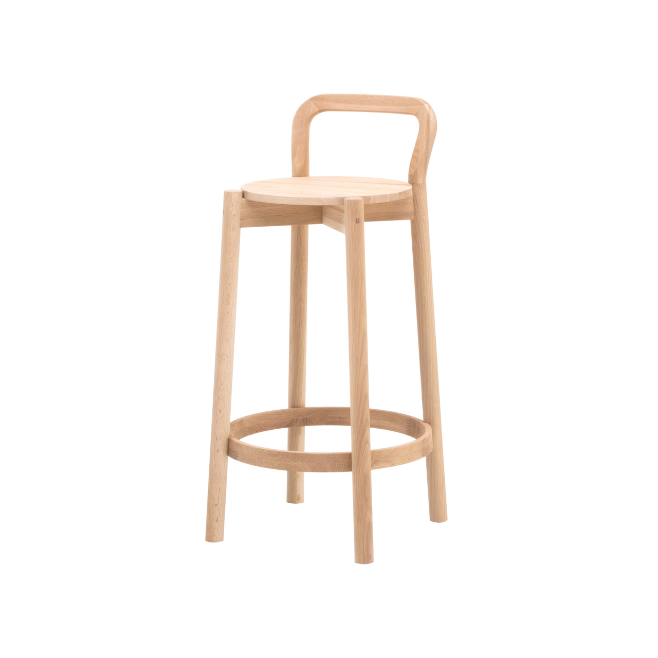 Castor Bar + Counter Stool with Backrest: Counter + Pure Oak