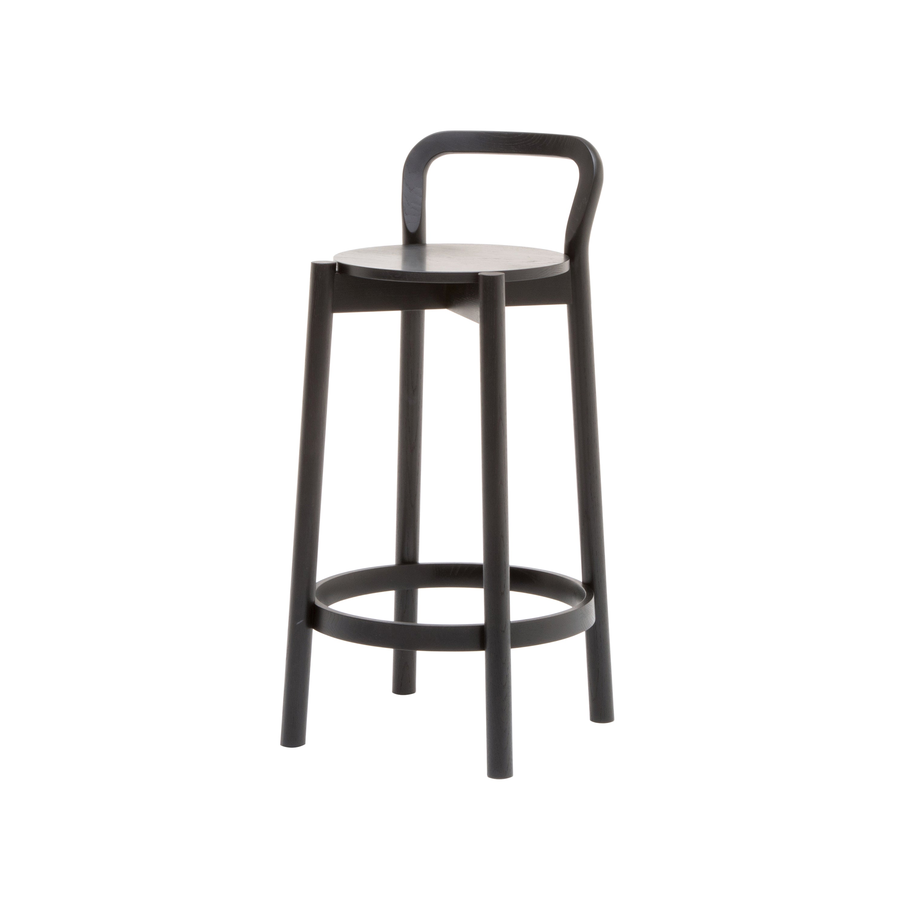 Castor Bar + Counter Stool with Backrest: Counter + Black Oak