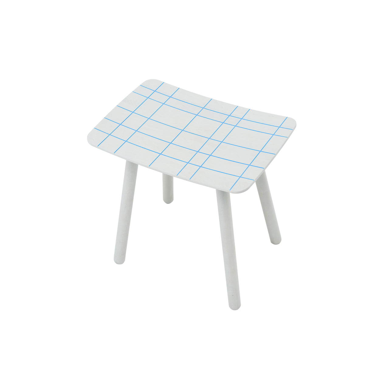 Colour Footstool: Cool White + Blue Grid