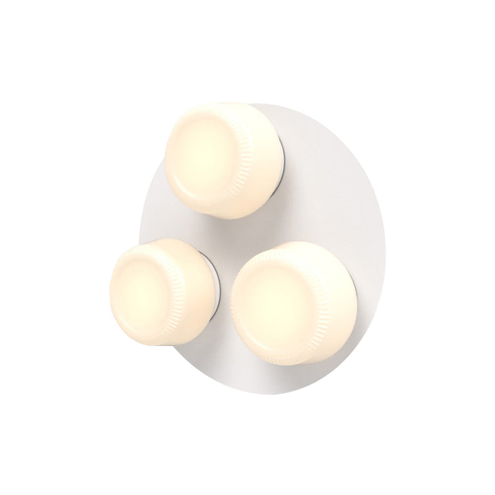 Pastille 3 Wall Lamp: 3 Cluster + Ribbed + Matte White