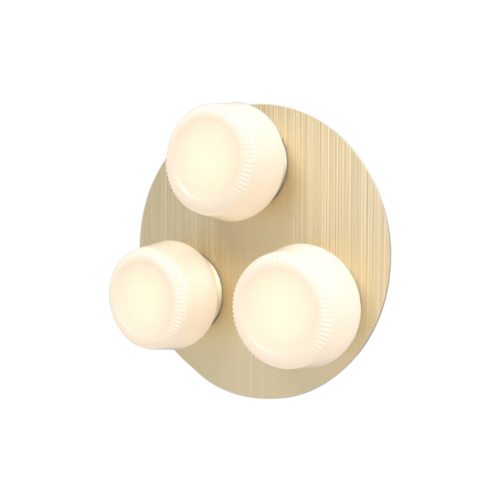 Pastille 3 IP65 Wall Lamp: 3 Cluster + Ribbed + Satin Brass