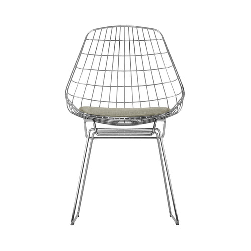 SM05 Wire Dining Chair with Seat Pad: Chrome + Technicolour 120