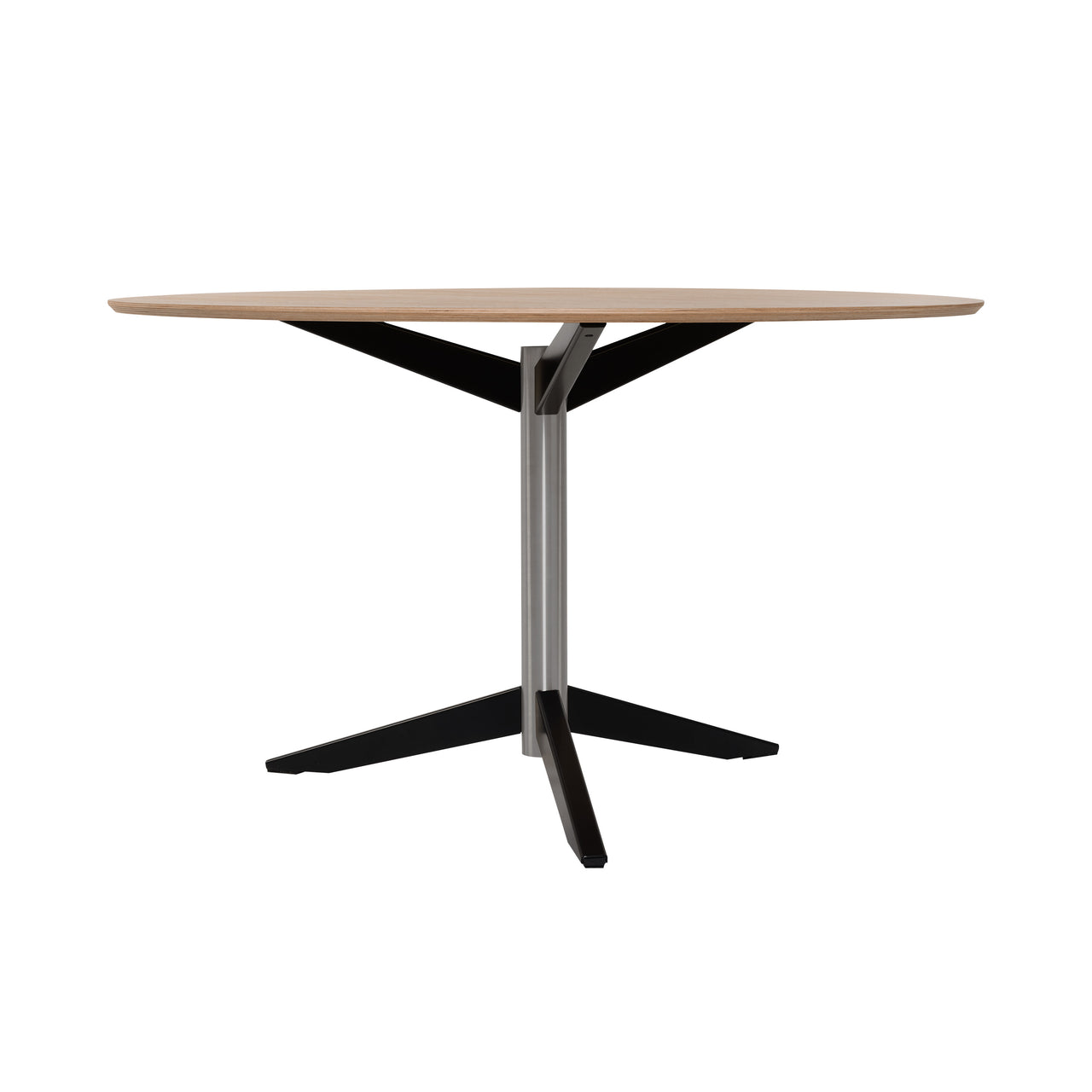 TE06 Dining Table: Natural Oak + Stainless Steel