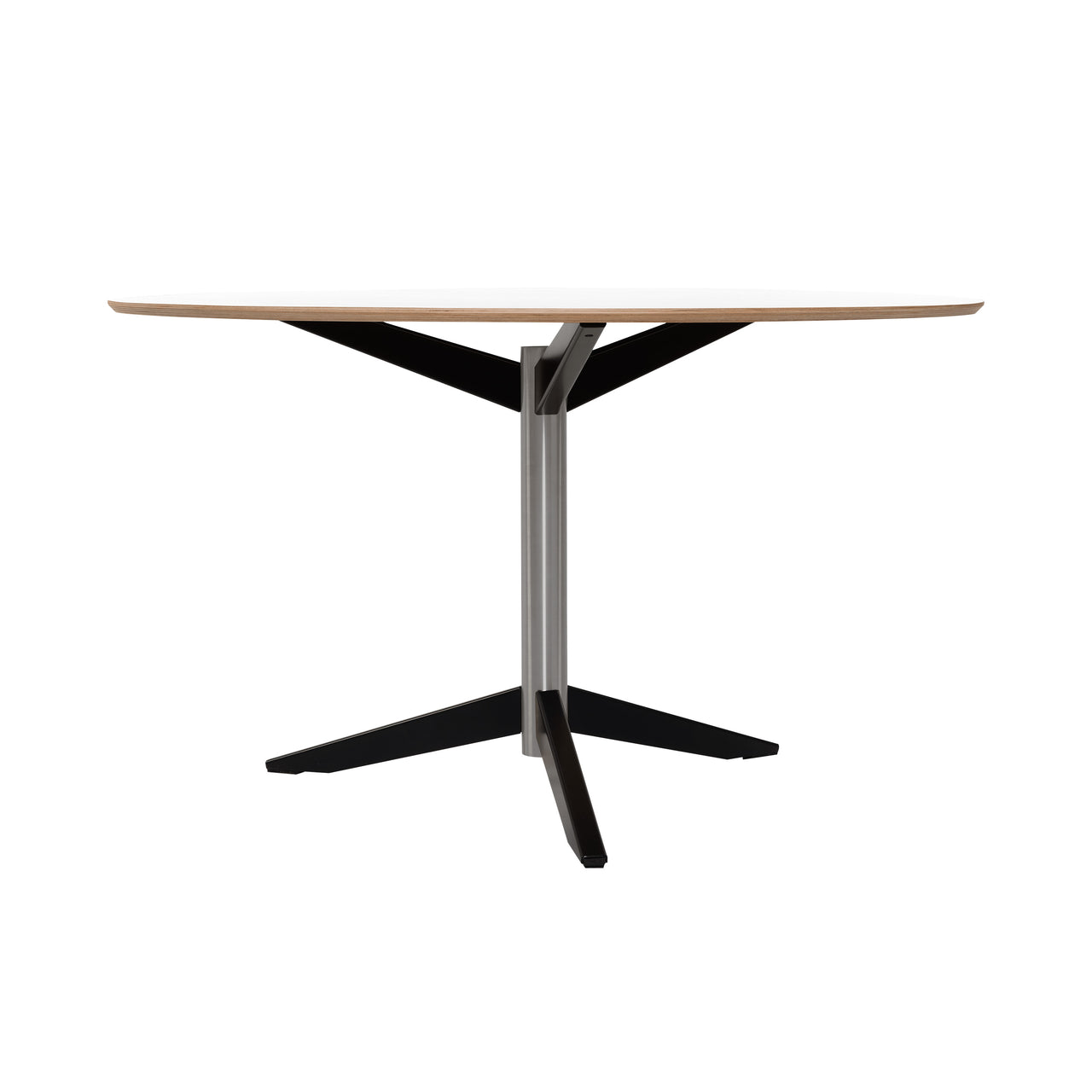 TE06 Dining Table: Fenix White + Stainless Steel