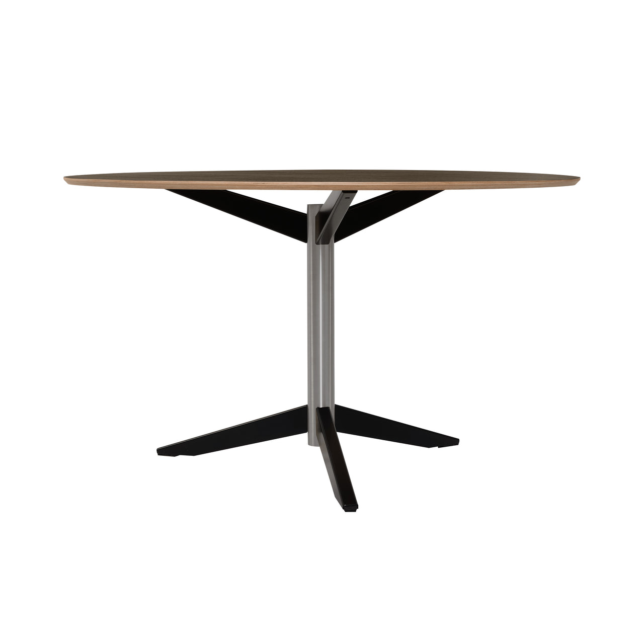 TE06 Dining Table: Dark Brown Oak + Stainless Steel