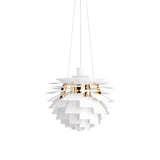 PH Artichoke Pendant: Small + Soft White + Brass + White