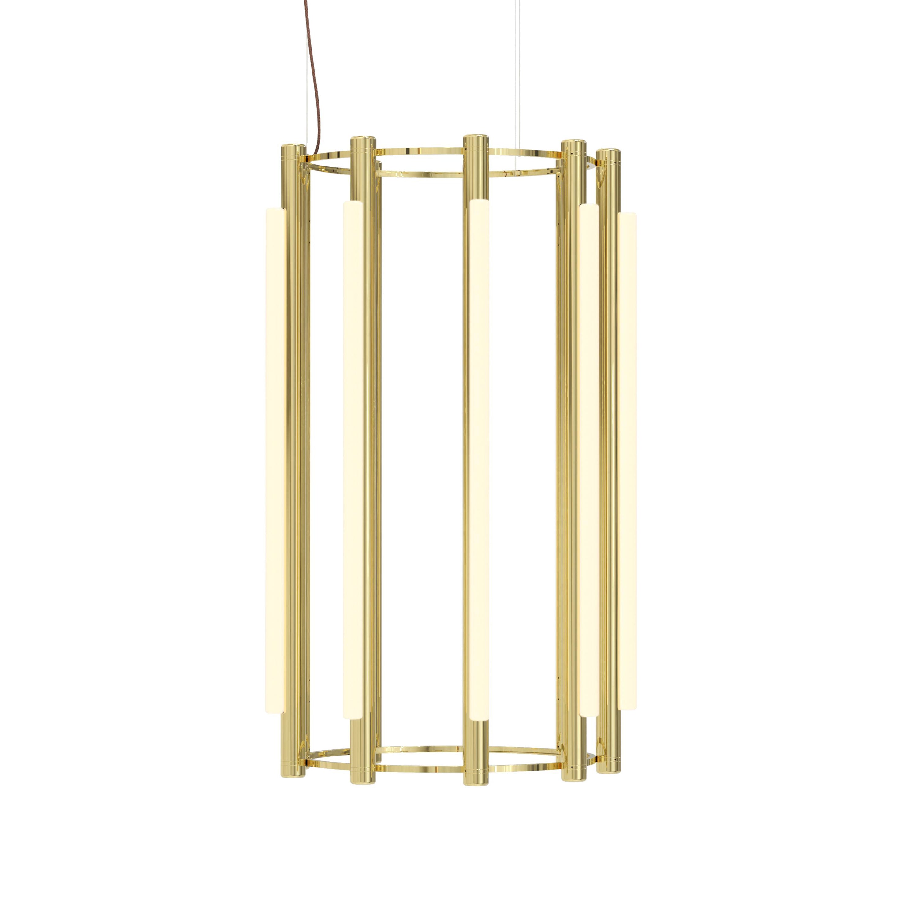 Pipeline 5 Chandelier: Brass