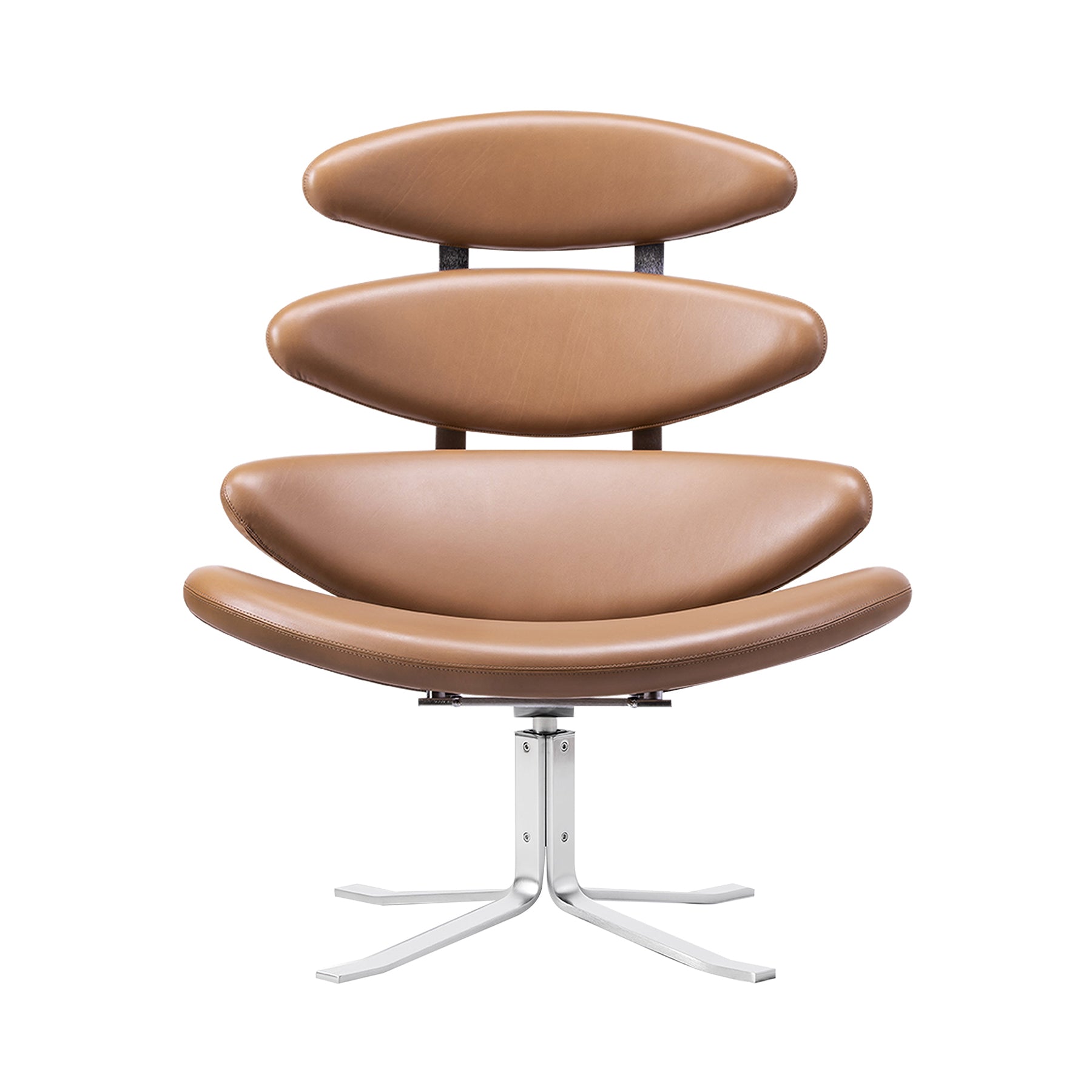 Corona Chair: Brushed Chrome + Without Ottoman