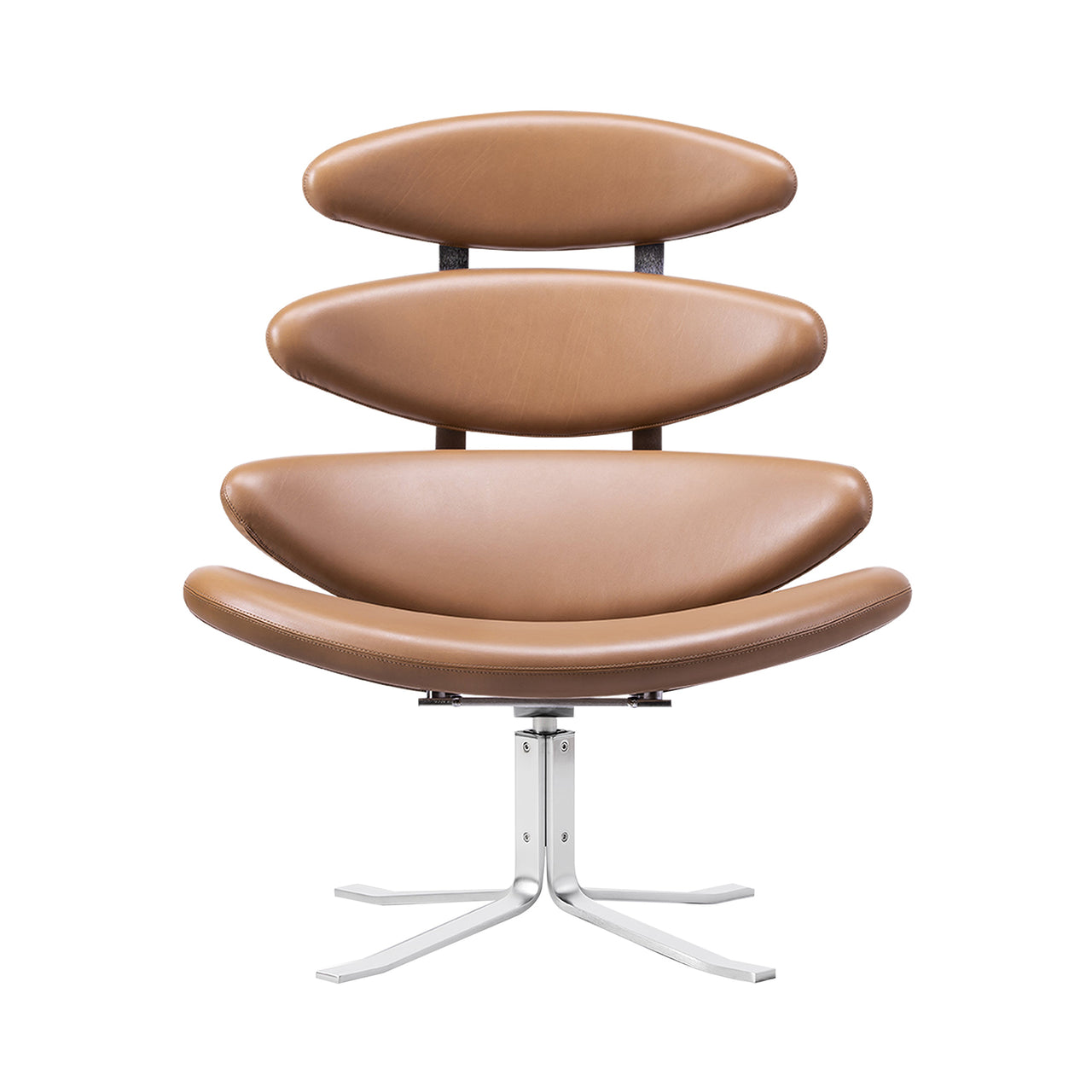 Corona Chair: Brushed Chrome + Without Ottoman