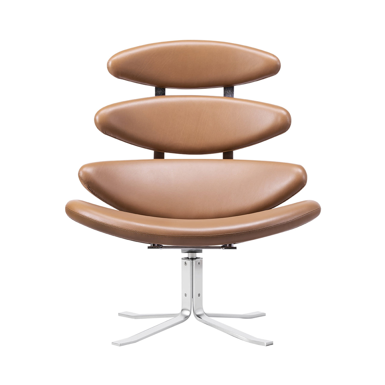 Corona Chair: Brushed Chrome + Without Ottoman